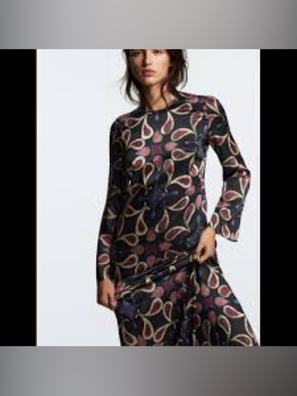 Zara Navy Dress with Pink and Cream Paisley Print
